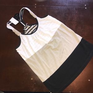 Black tan and white tank top